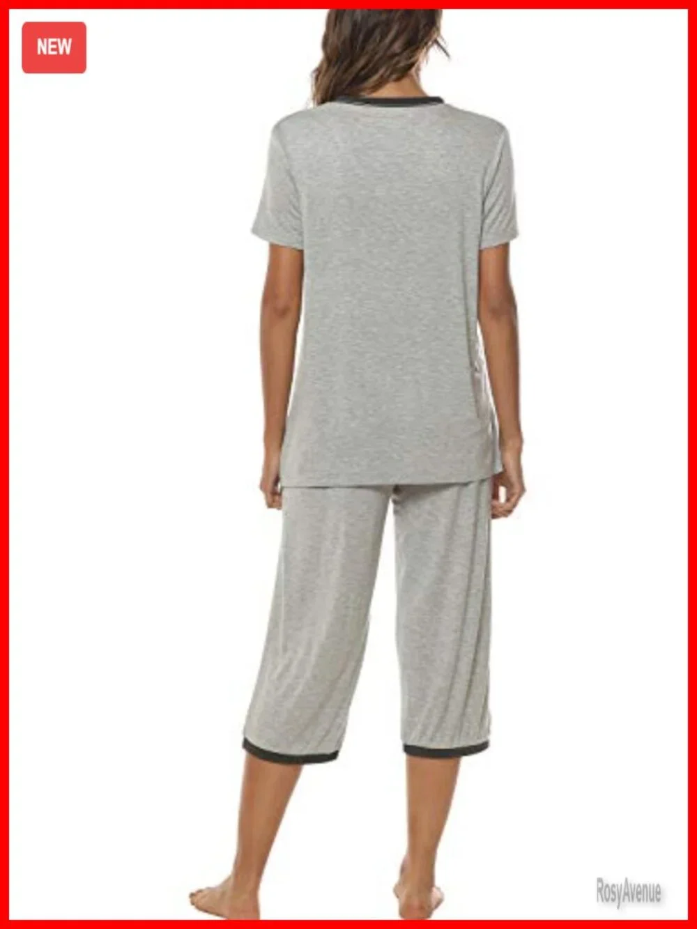 Women's Pajama Set Short Sleeve Top Capri Pants Lightweight Sleepwear Lounge